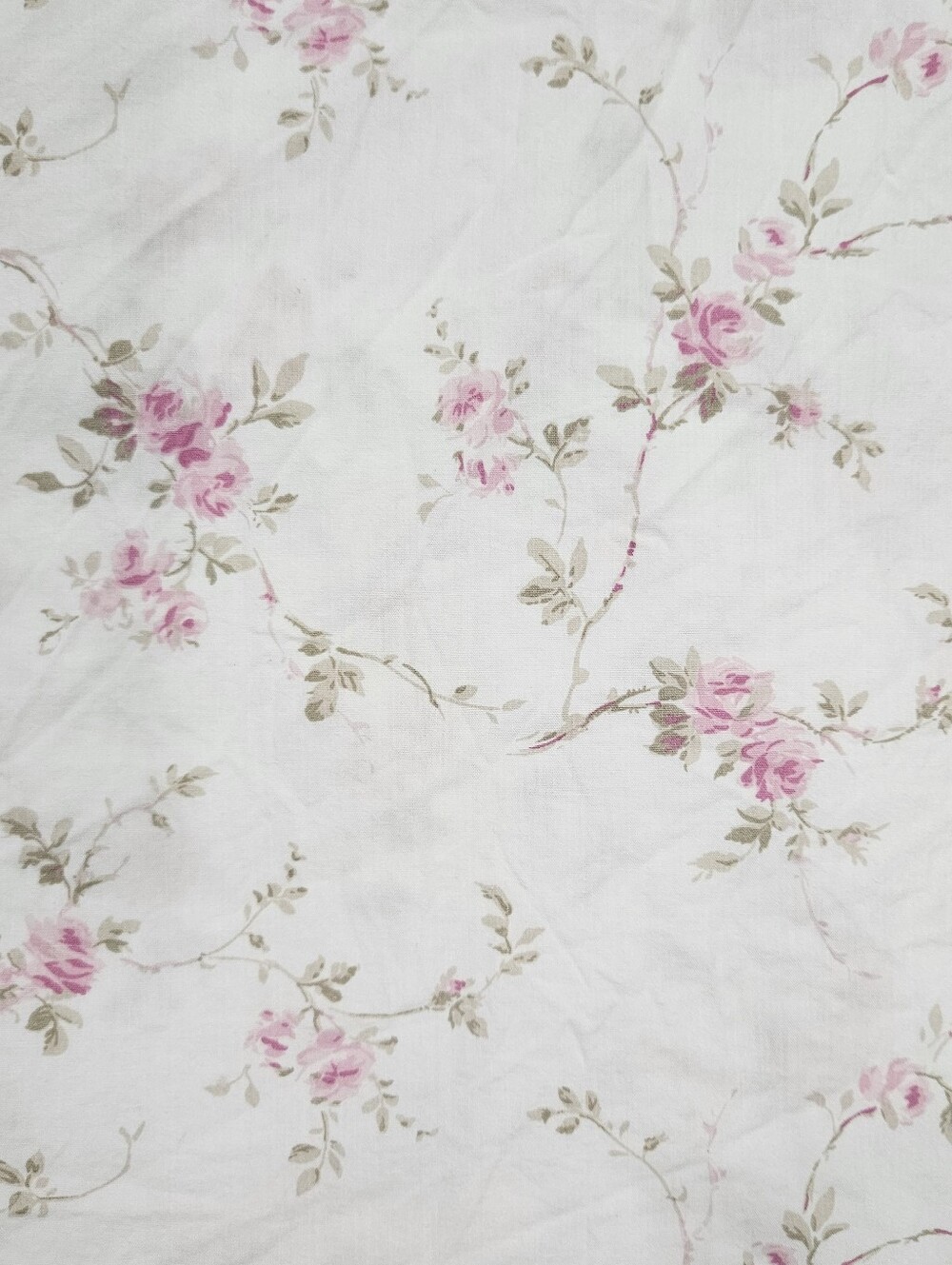 Rachel Ashwell Pink Roses Vining Micro Floral FULL Flat Sheet Shabby Cotton